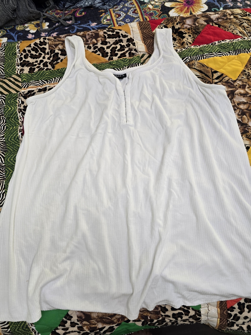 torrid White Ribbed Henley Tank Top